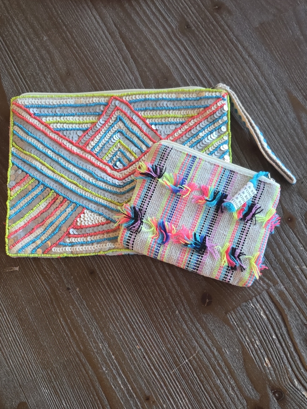 America & Beyond Embellished Pouch Bundle Of 2 Neon Lights BRAND NEW
